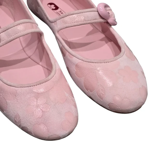 Larroudé Verona Mary Jane Ballet Flats - Sakura Pink Floral Jacquard 8 New - Picture 7 of 12